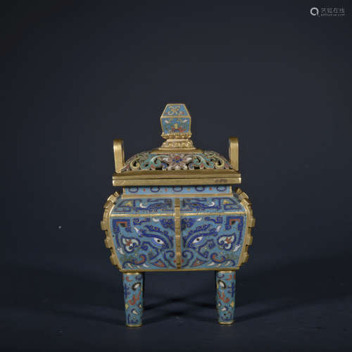 A Cloisonne enamel censer