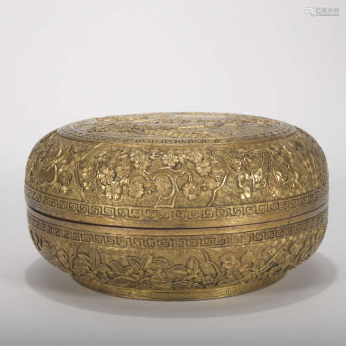 A gilt-bronze box and cover