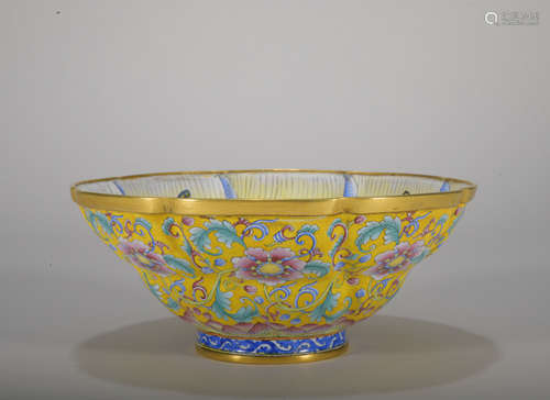 A enamel 'floral' bowl