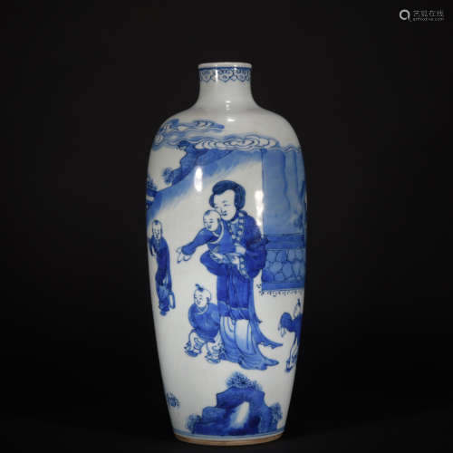 A blue and white 'figure' Meiping
