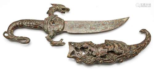 A Bronze Chinese Dragon Dagger (L:42.5cm)