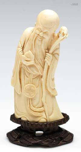 An Antique Ivory Figure of Shou Luo (H:16cm)