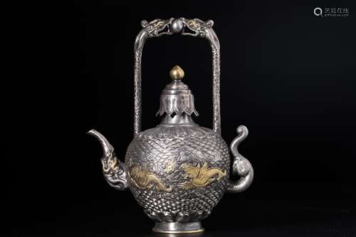 Chinese silver teapot