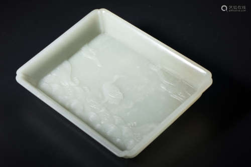 Chinese white jade scholar tray