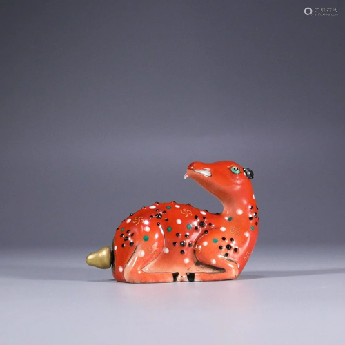 Bionic Porcelain Deer and Lingzhi Ornament