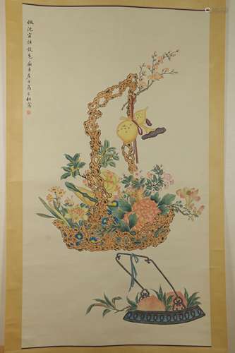 Chinese painting of flowers & peaches