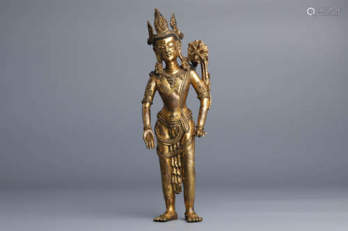 Chinese bronze gilded bodhisattva