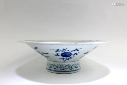 A Blue & White Porcelain Stem Bowl