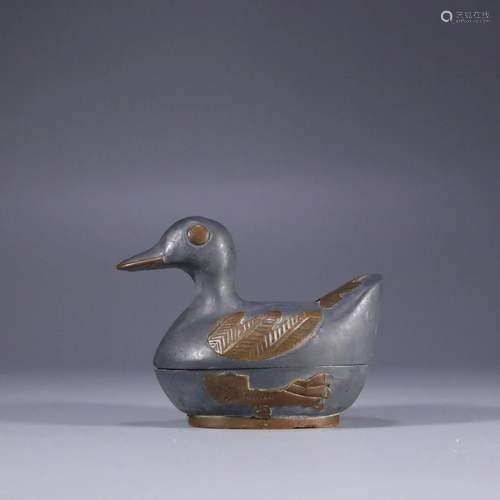 Tin Made Goose-Form Box and Cover