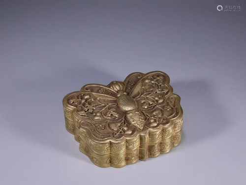 Gilt Bronze Butterfly-Form Box and Cover