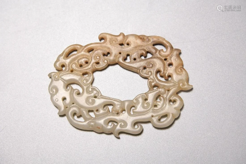 Carved Chicken Bone White Dragon Pendant