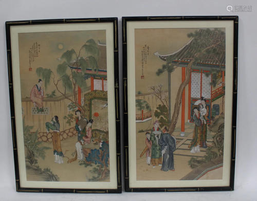 A Pair of Chinese Framed Juan Painting