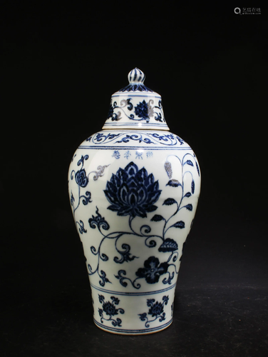 Chinese Blue & White Meiping Vase