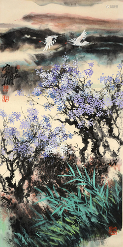 Chinese Flower Painting Paper Scroll