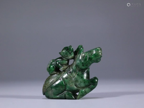 Caved Jadeite Horse and Monkey Ornament