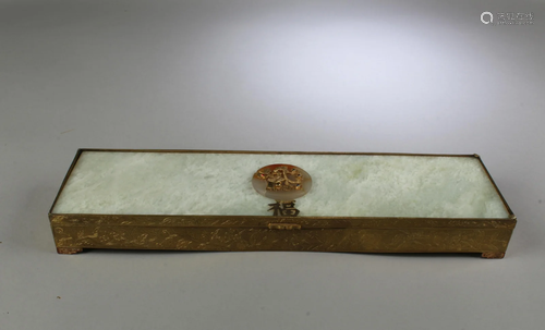 A Gilt Bronze Box with Jadestone Lid