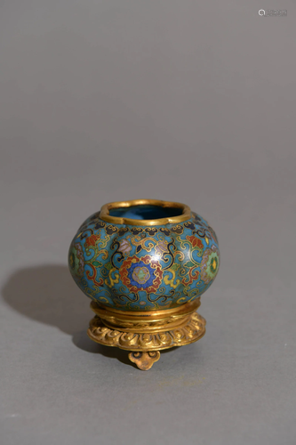 Cloisonne Enamel Entwining Lotus Melon-Shape Washer