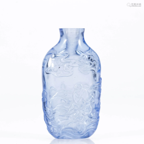 Blue Glass Eight Immortals Snuff Bottle