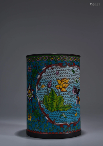 Cloisonne Enamel Mandarin Ducks Brush Pot