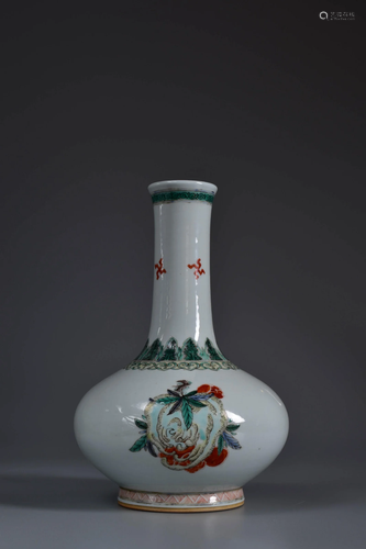 Famille Rose Sanduo Bottle Vase