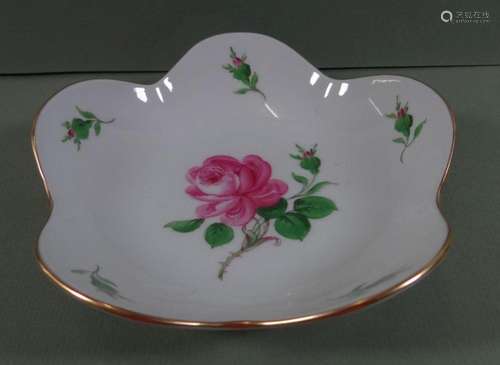 kl. 5-eckige Schale "Meissen" Rote Rose