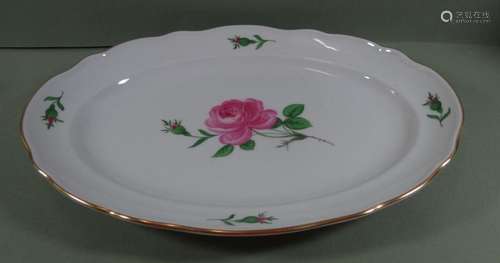 ovale Platte "Meissen" Rote Rose