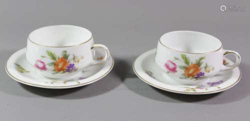 2x Mokkatassen, Rosenthal, florales Dekor