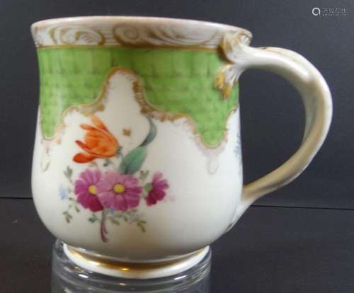 grosser Henkel-Becher "Meissen" um 1780, Blumenmal...