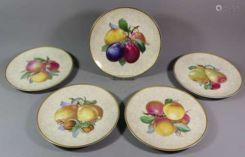 5x Obstteller, Rosenthal, div. Früchtedekore, craquelé