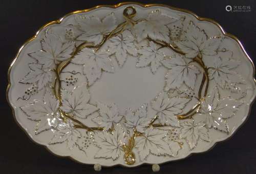 ovale Prunkschale "Meissen" Goldstaffage