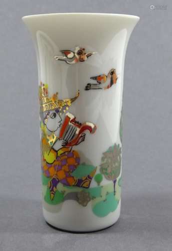 Vase, Rosenthal, Motiv von Björn Wiinblad, H. 10,3 cm