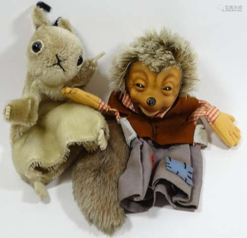 2 Handpuppen, L. 25 und 34 cm