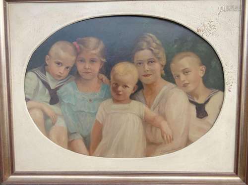 anonymes ovales Gemälde der Familie Nolte, 1913