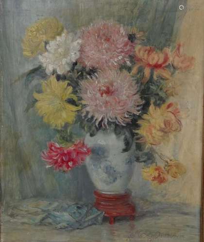 Meta PLÜCKEBAUM (1876-1945)"Blumen in Vase" Öl/Pla...