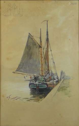 K.B., Cuxhaven 1946 "Fischkutter" Aquarell