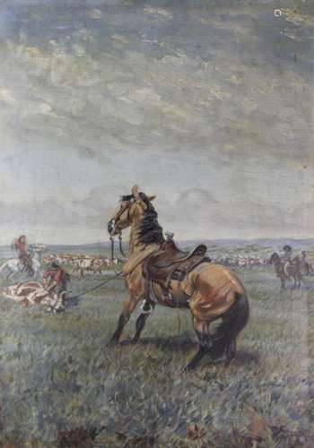 Peter Staack o.ä., Cowboys, Öl/Leinwand