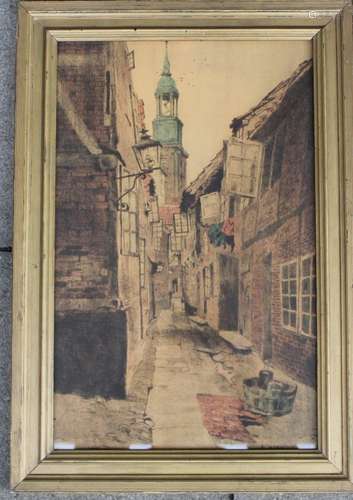 Erich NIKUTOWSKI (1872-1921) Blick in eine Gasse mit Kirchtu...