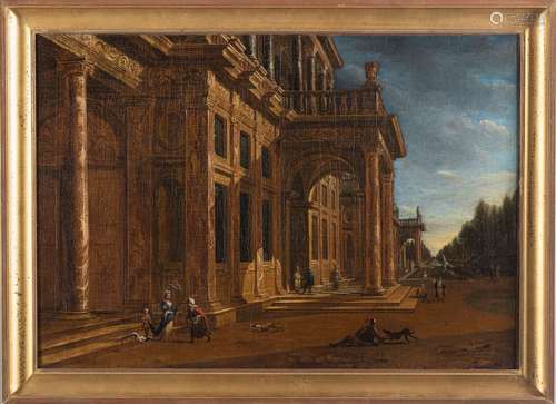 Jacobus Balthasar PEETERS (1650-1730) Promeneurs devant un p...