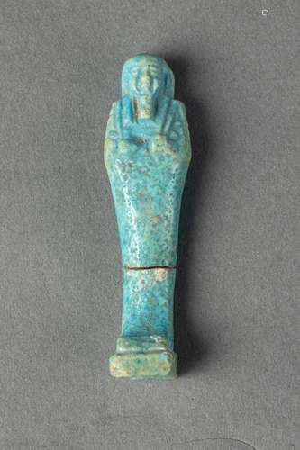 Oushebi en faïence bleue turquoise Egypte H. 7,5 cm (acciden...