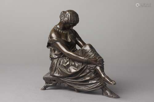 James PRADIER Sapho, (d'après Juliette Drouais). Bronze à pa...