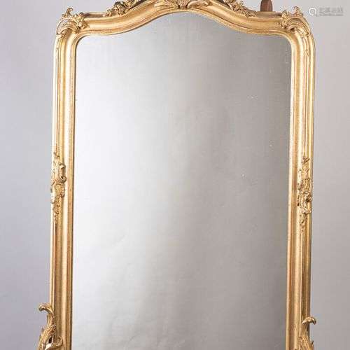 Miroir en bois et stuc doré Epoque Napoléon III H. 140 cm