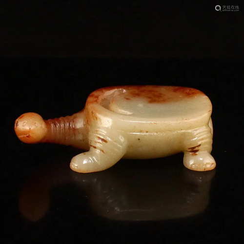 Vintage Chinese Hetian Jade Long Life Turtle Statue