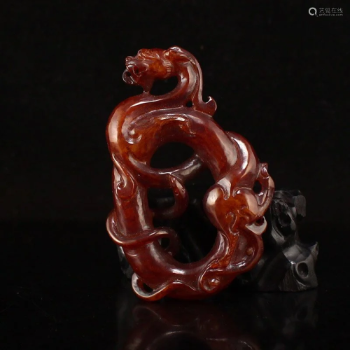 Superb Chinese Hetian Jade Fortune Dragon Pendant