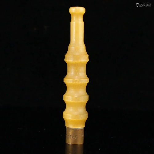 Chinese Brass And Ox Horn Cigarette Holder