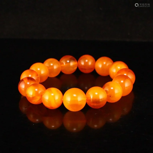 Chinese Qing Dy Natural Amber Beads Bracelet