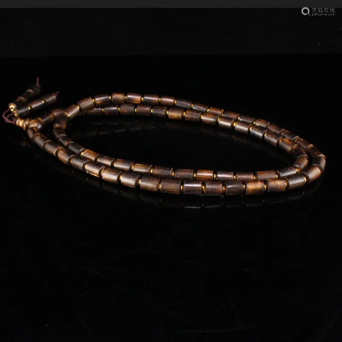 Chinese Chenxiang Wood Beads Necklace