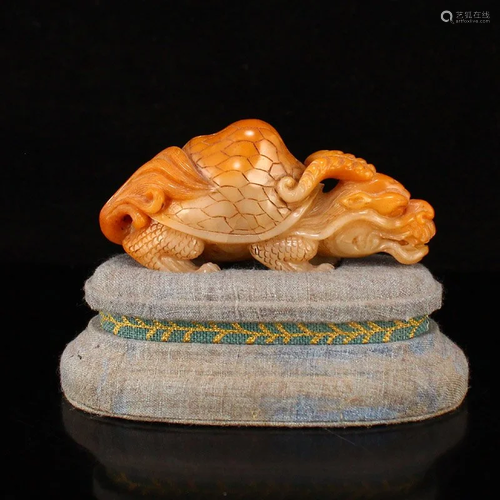 Qing Dy Tianhuang Stone Dragon Turtle Statue