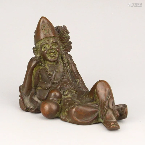 Chinese Red Copper Jigong Buddha Statue