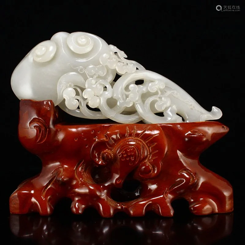 Openwork Chinese Hetian Jade Ruyi Statue