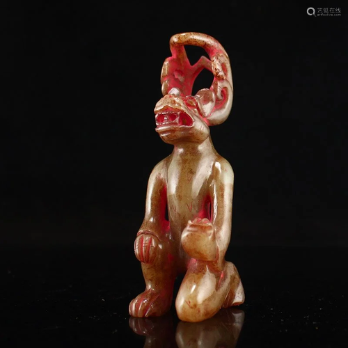 Vintage Chinese Hetian Jade Beast Statue